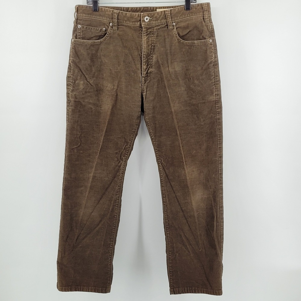 Orvis Five Pocket Corduroy Pants 36x30 Brown Stretch Cotton Blend Mens‎